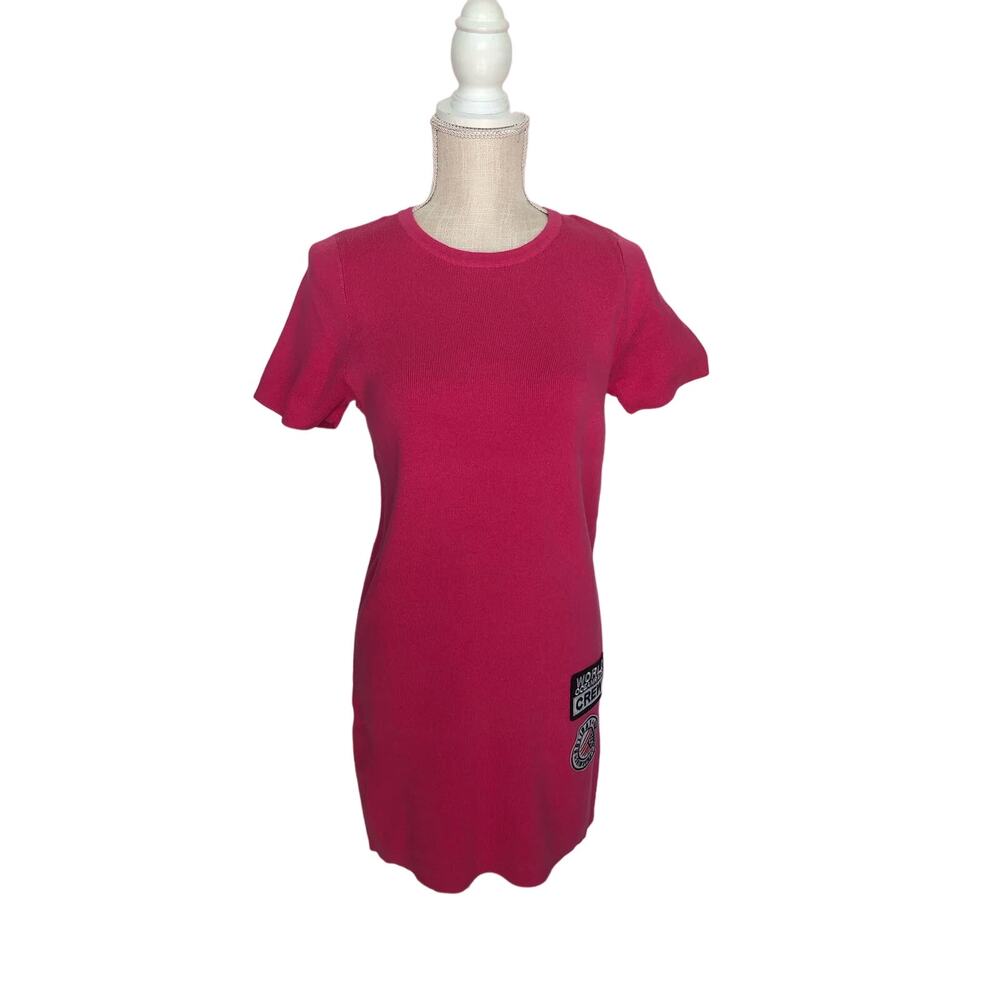 Uniq Barbie Pink Short Sleeve Crew Mini Sweater Dress - S/M